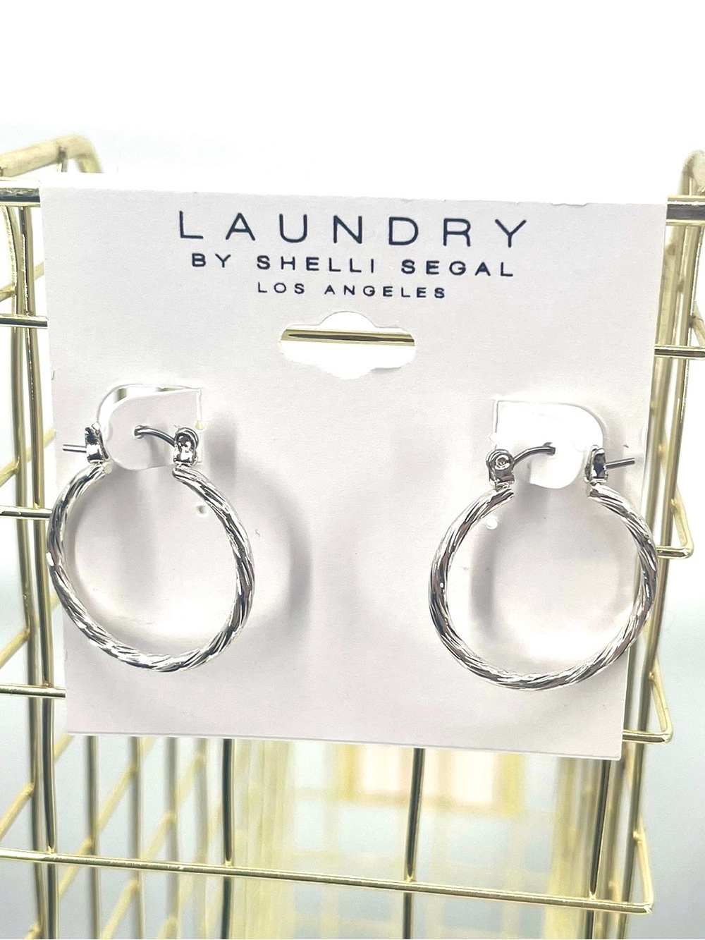 Laundry by Shelli Segal NWT silver toned twisted hoop earrings